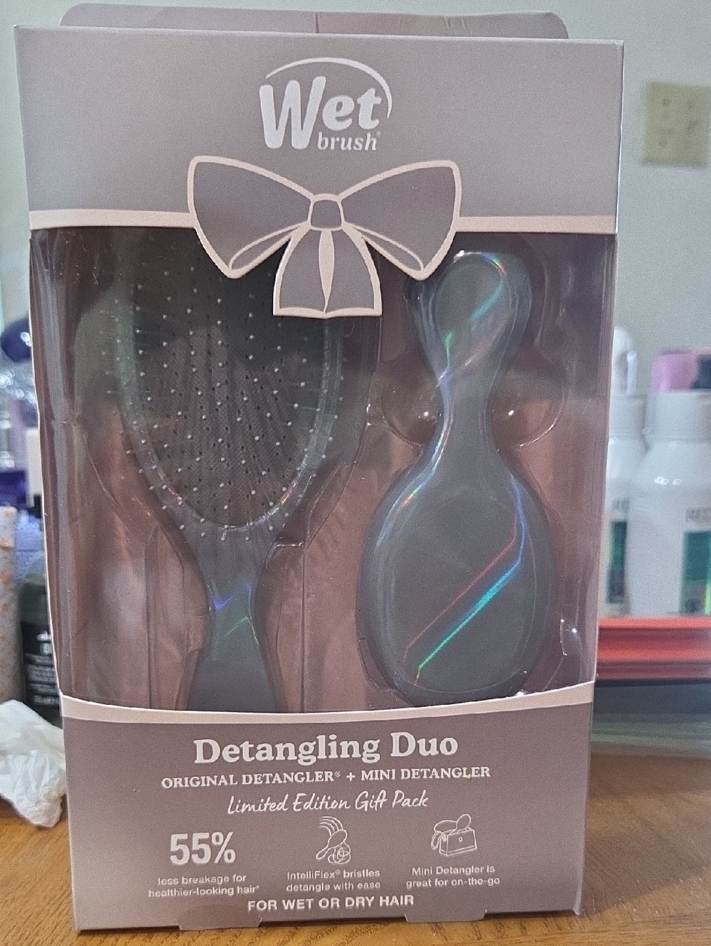 Wet Brush Detangling Duo Hair Brush Set - Purple Holographic